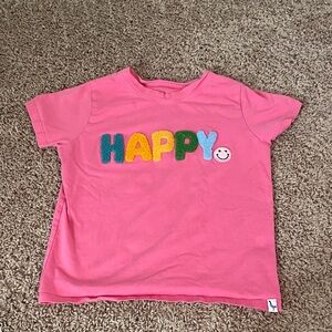 Pink 'HAPPY' Short Sleeve Kids Tee preppy goose